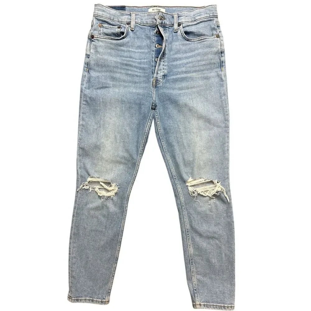 RE/DONE 90's High Rise Ankle Crop in 60s Fade with destroy Size: 30